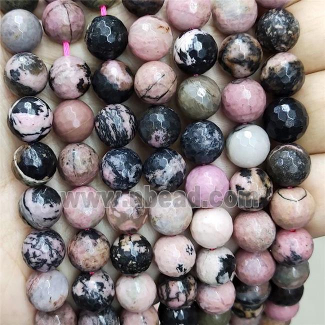 Pink Rhodonite Beads Faceted Round