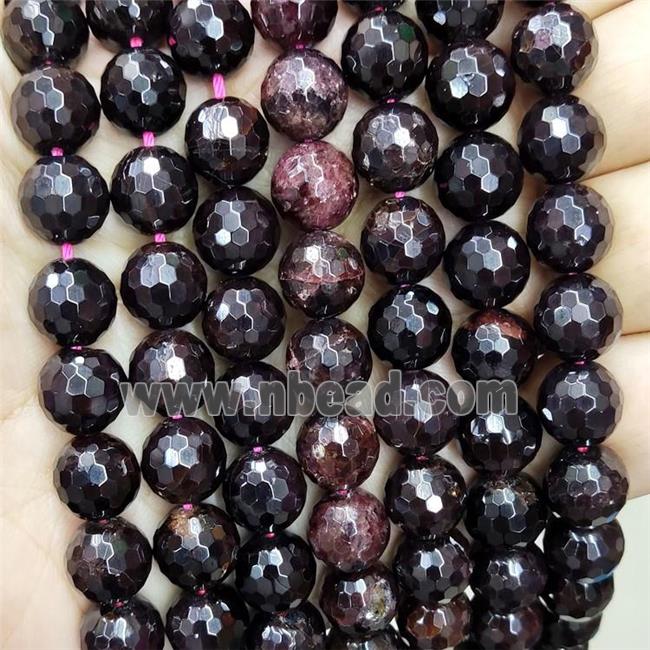 Natural Garnet Beads Darkred Faceted Round