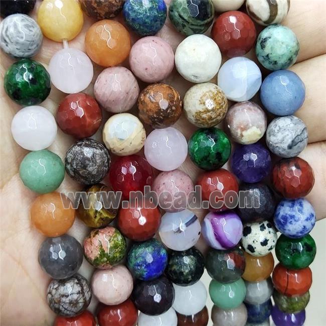 Mix Gemstone Beads Multicolor Faceted Round