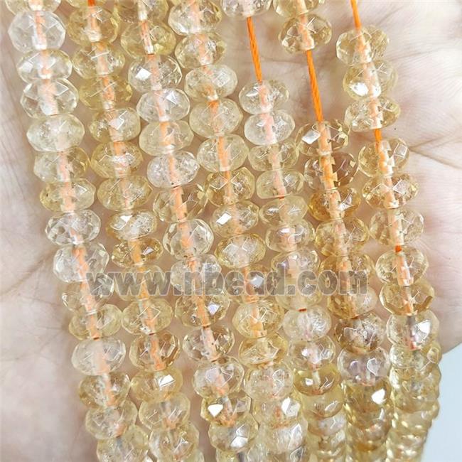 Natural Citrine Beads Faceted Rondelle Yellow