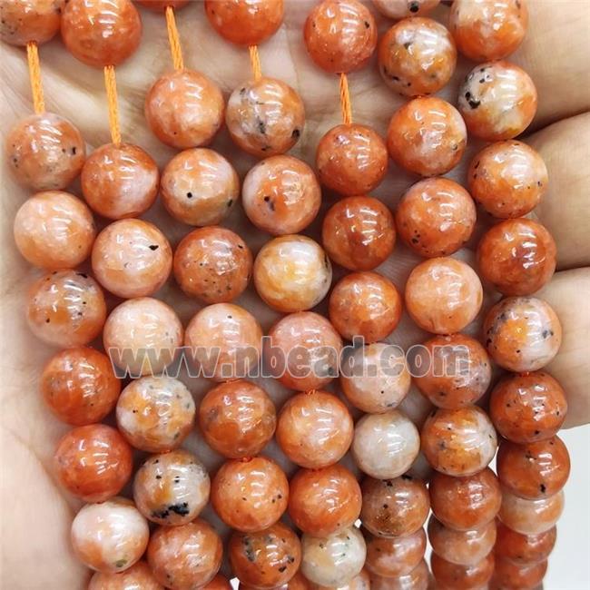 Natural Peruvian Orange Calcite Beads Smooth Round