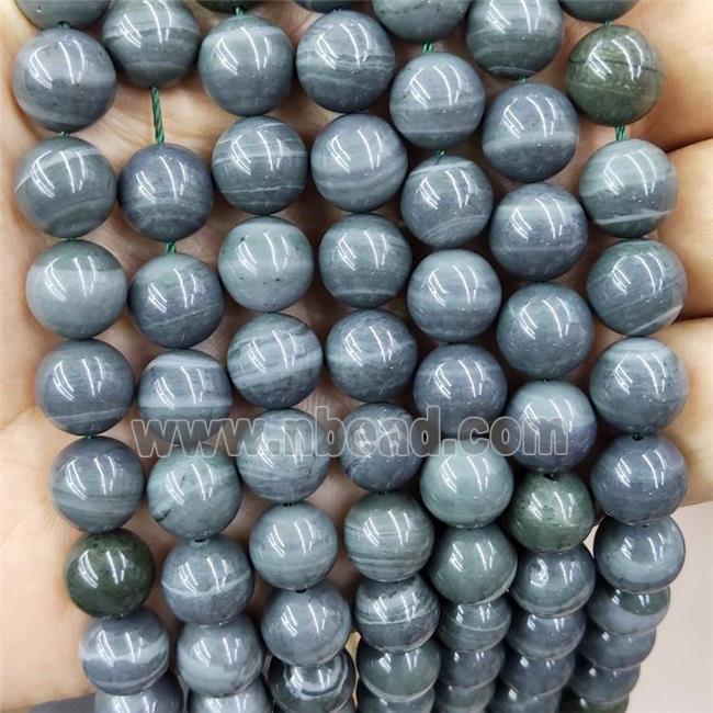 Gray Agate Beads Dye Stripe Smooth Round