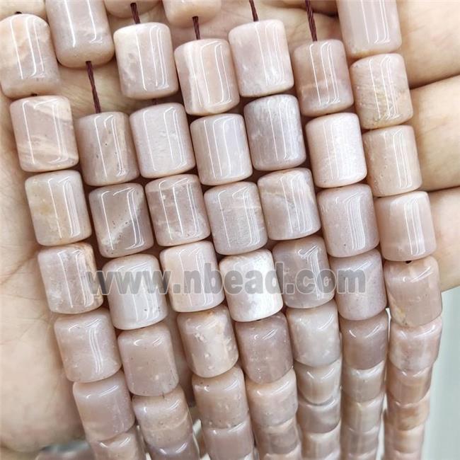 Natural Peach Moonstone Beads 3faces Tube