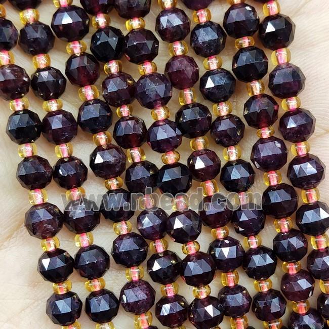 Natural Garnet Beads Cut Rondelle DarkRed