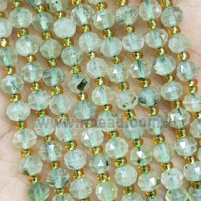 Natural Green Prehnite Beads Cut Rondelle