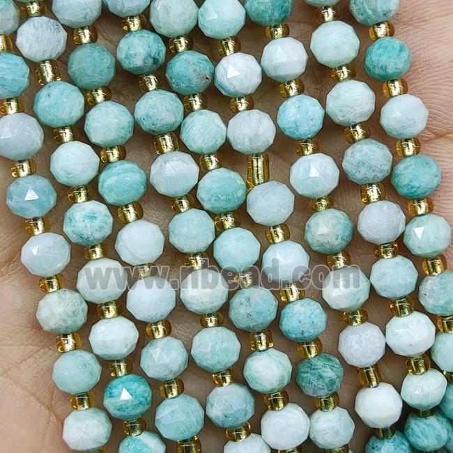 Natural Green Amazonite Beads Cut Rondelle