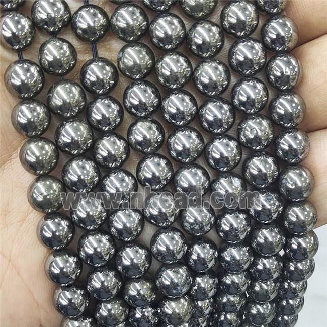 Natural Pyrite Beads Smooth Round