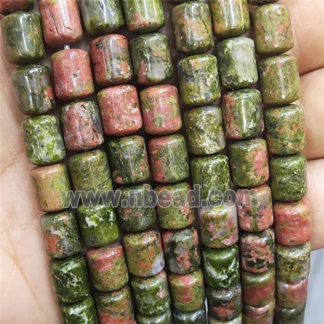 Natural Unakite Tube Beads Green