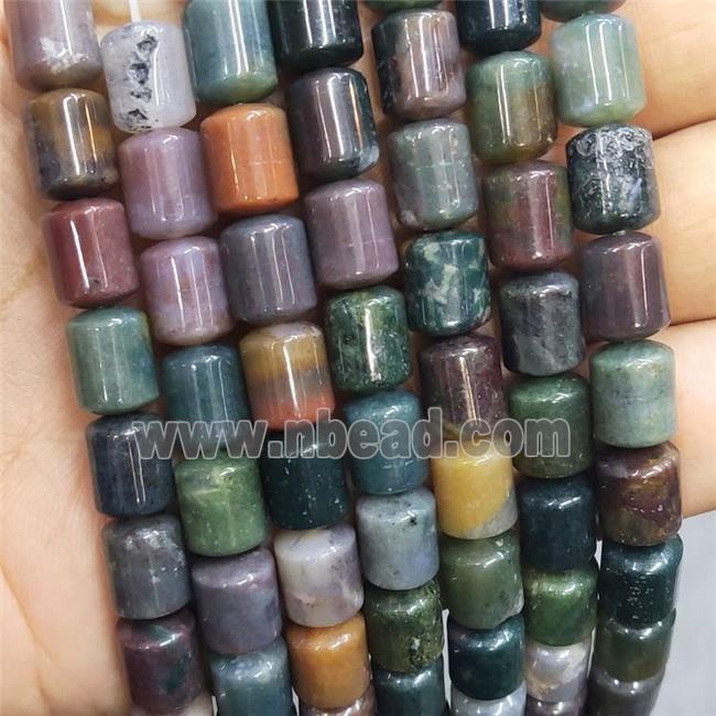 Natural Indian Agate Beads Tube Multicolor