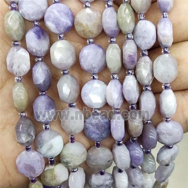 Natural Purple Chalcedony Beads Faceted Circle