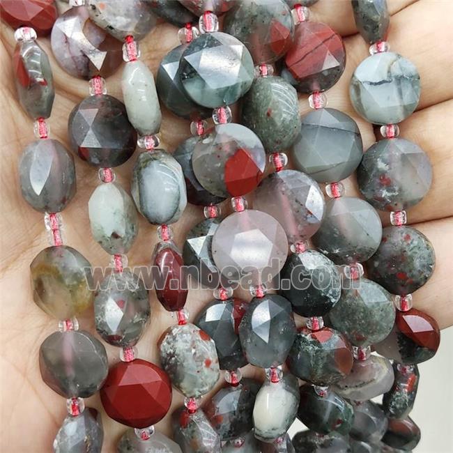 Natural African Bloodstone Beads Faceted Circle