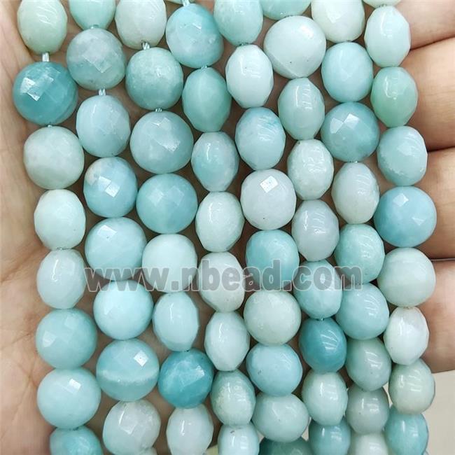 Natural Blue Amazonite Beads Faceted Circle