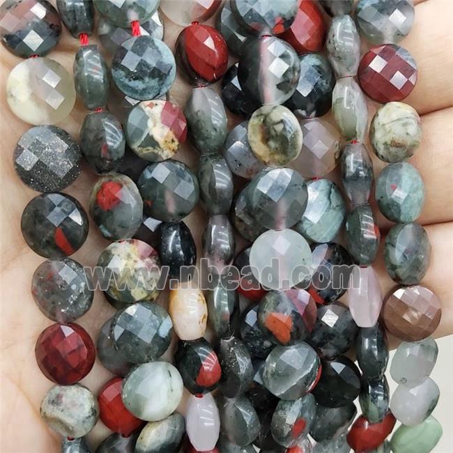 Natural African Bloodstone Beads Faceted Circle