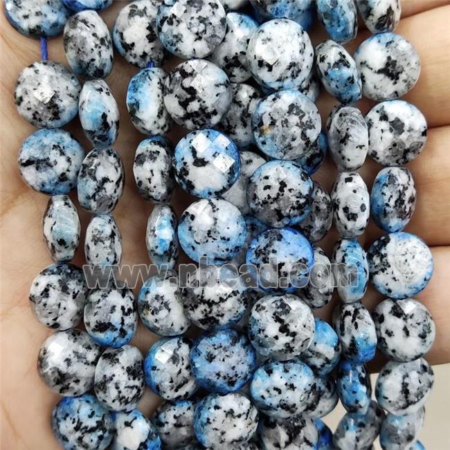 Natural Kiwi Jasper Beads Blue Dye Faceted Circle