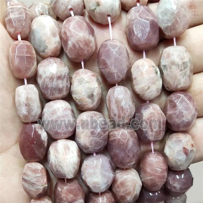 Natural Peach Sunstone Nugget Beads Freeform Faceted