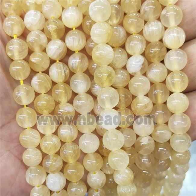 Natural Yellow Calcite Beads Smooth Round