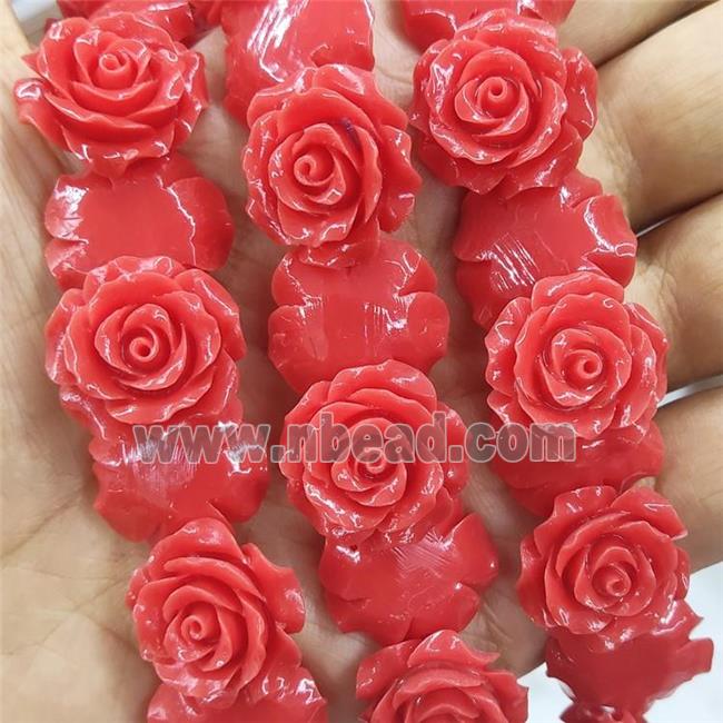 Red Resin Flower Beads