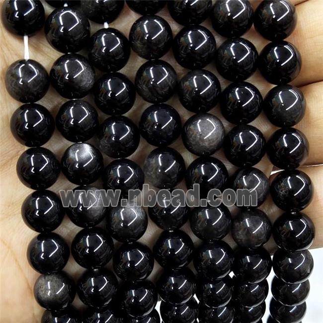 Natural Silver Obsidian Beads Smooth Round AA-Grade
