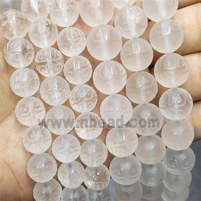 Natural Clear Quartz Beads Round Carved