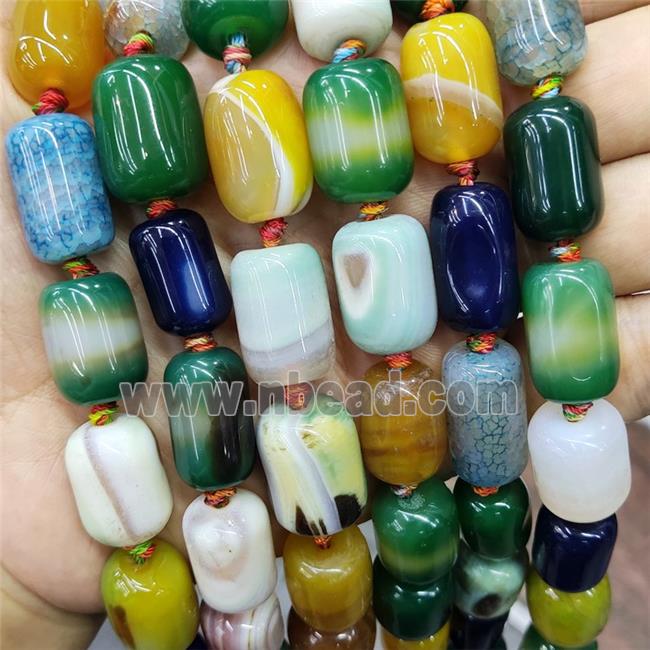 Natural Agate Barrel Beads Dye Mix Color