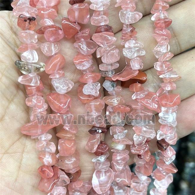 Synthetic Quartz Chips Beads Pink Freeform