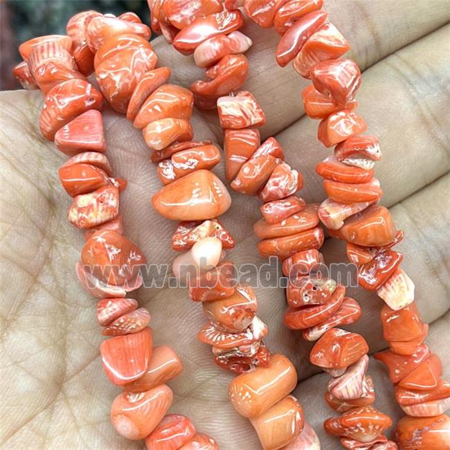 Red Coral Chips Beads Freeform