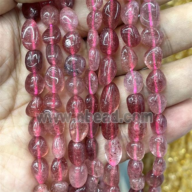 Natural Pink Strawberry Quartz Chips Beads Freeform