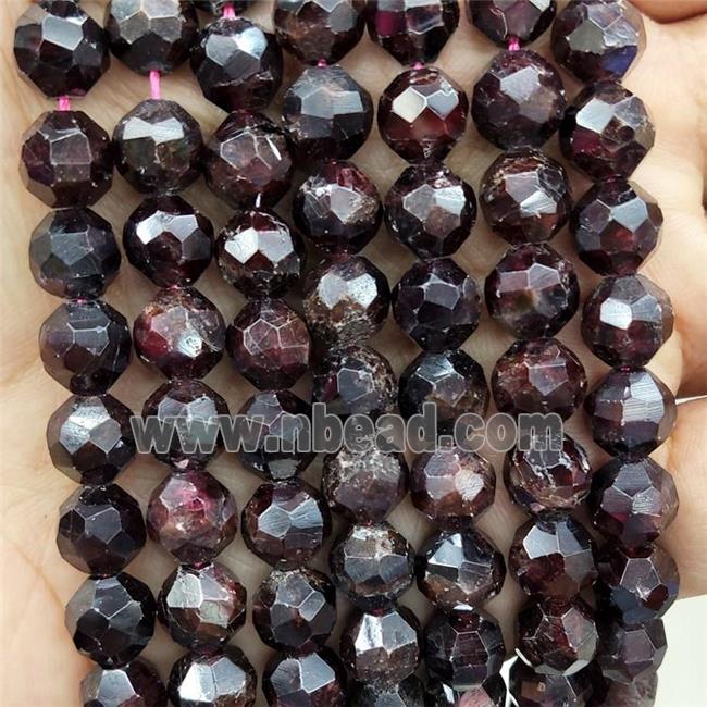 Natural Garnet Beads Cut Round DarkRed