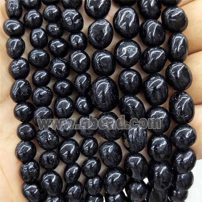 Natural Black Tourmaline Chips Beads Freeform Polished