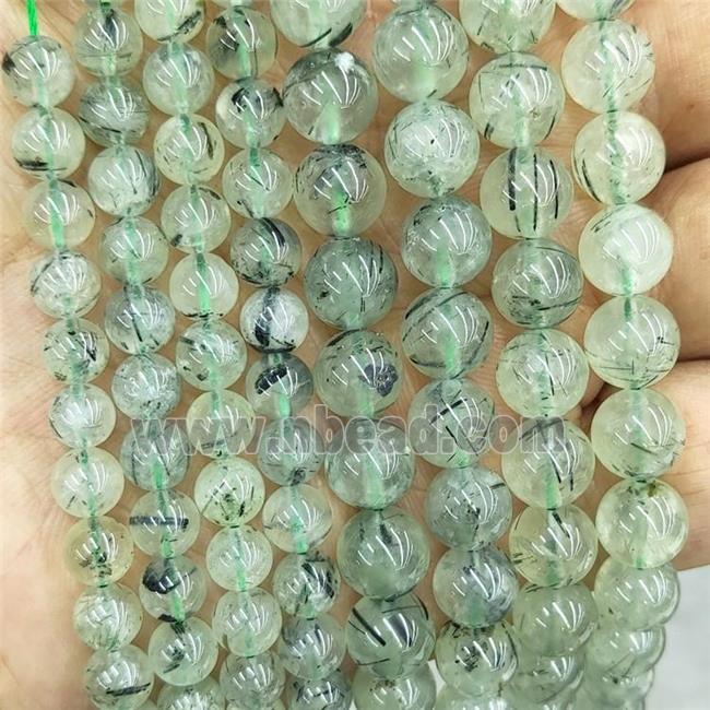 Natural Prehnite Beads Green Smooth Round