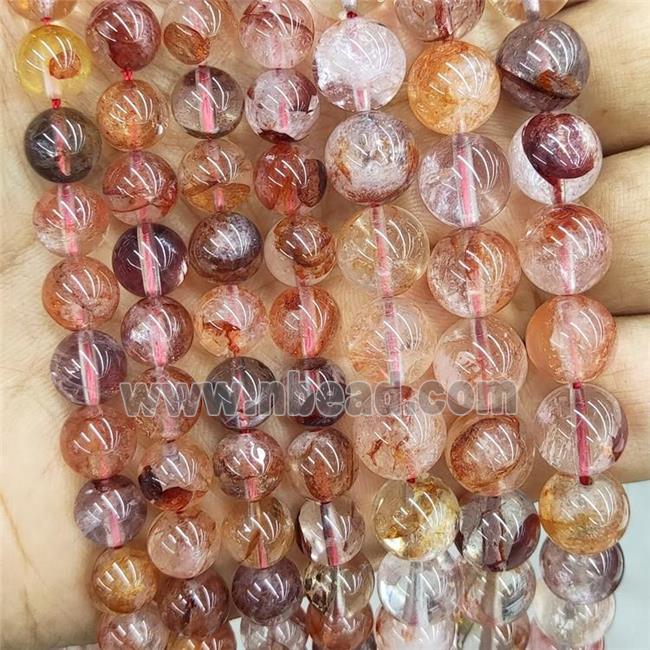 Natural Red Hematoid Quartz Beads Ferruginous Smooth Round