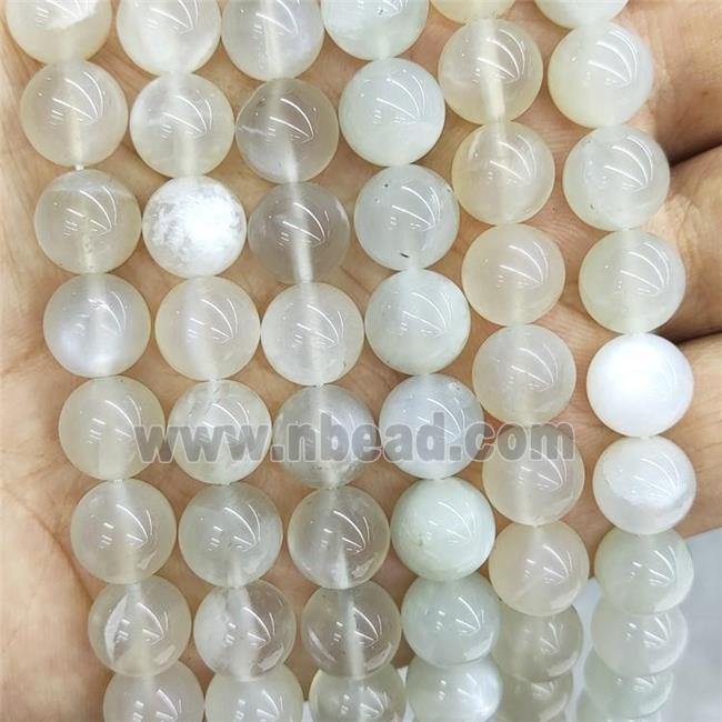 Natural WhiteGray Moonstone Beads Smooth Round