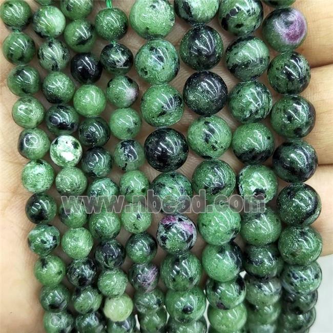 Natural Ruby Zoisite Beads Smooth Round Green