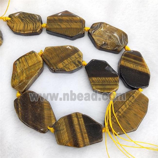 Natural Tiger Eye Stone Slices Beads Freeform