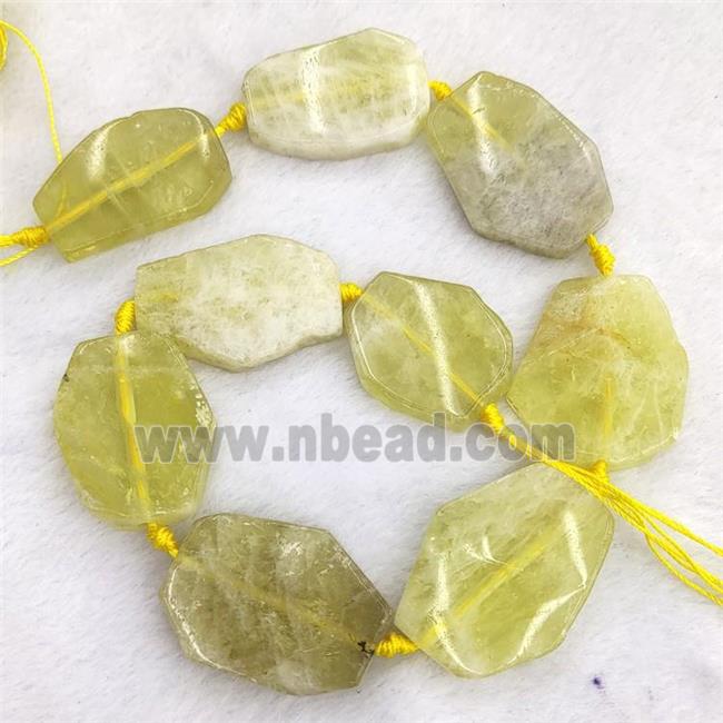 Natural Lemon Quartz Slice Beads Freeform Olive