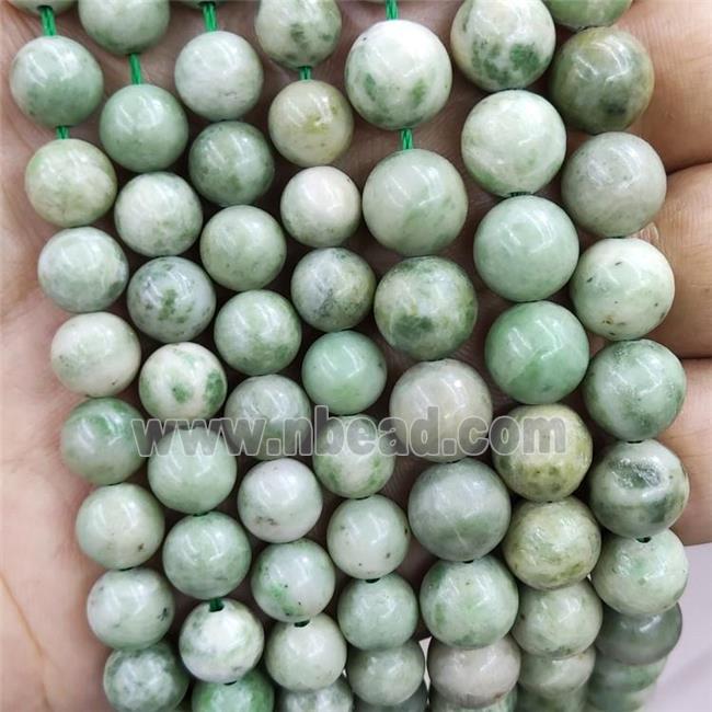 Natural Green Mountain Jade Beads Smooth Round