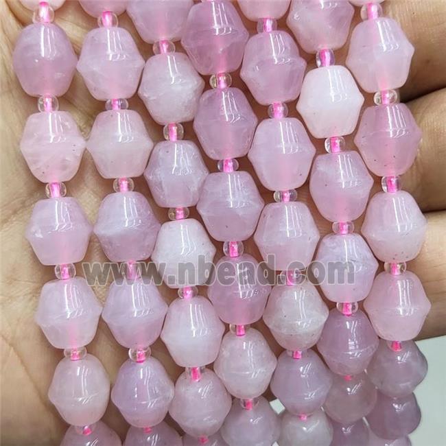 Natural Pink Rose Quartz Beads Bicone
