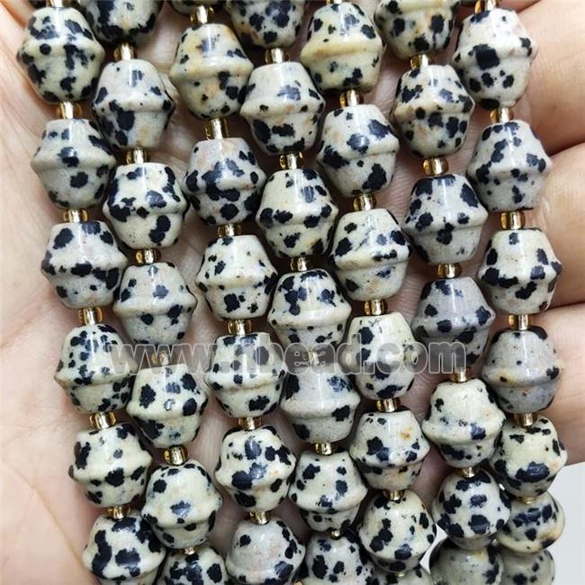 Natural Black Dalmatian Jasper Bicone Beads