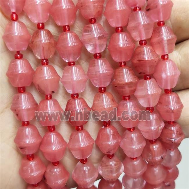 Red Synthetic Quartz Beads Bicone
