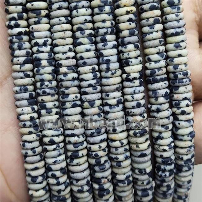 Natural Black Dalmatian Jasper Heishi Beads Matte