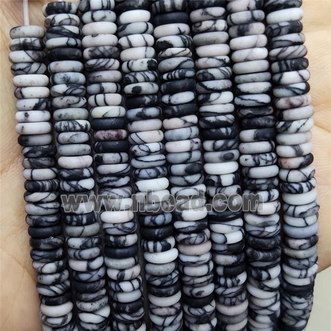 Black Silk Jasper Heishi Beads Matte