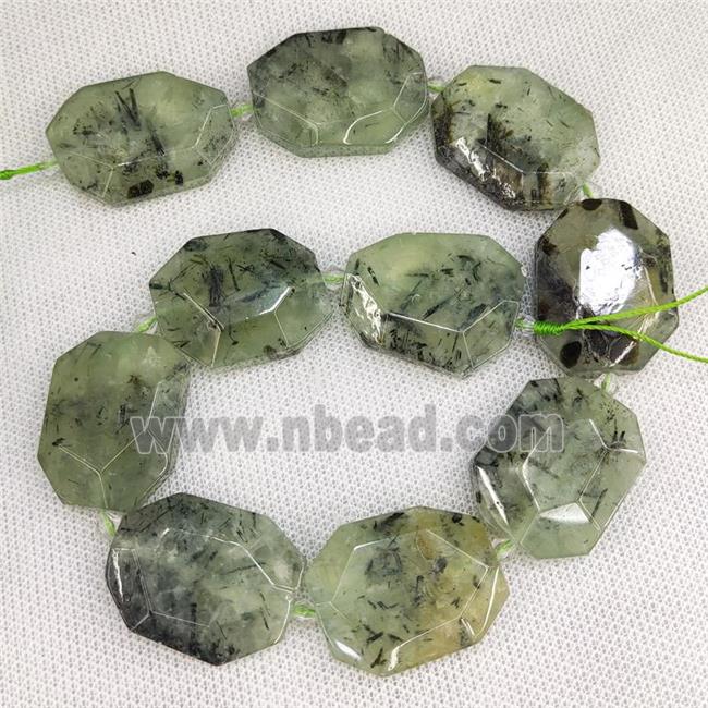 Natural Green Prehnite Slice Beads