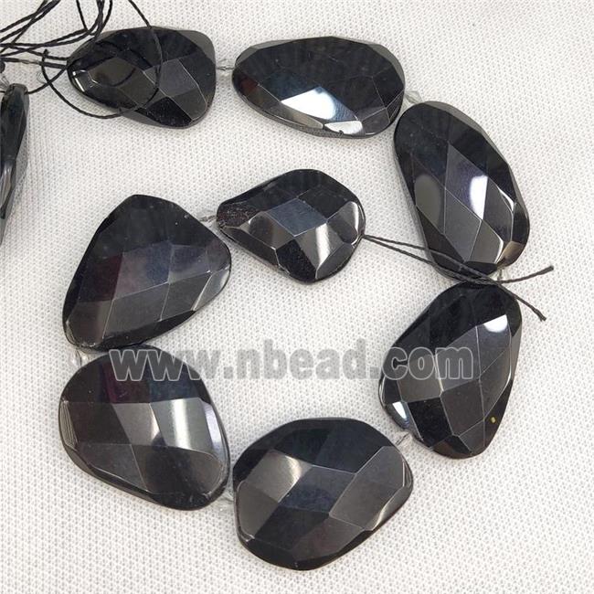 Natural Onyx Agate Slice Beads Black