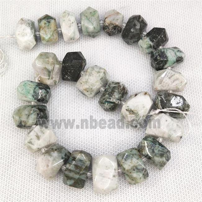 Natural Tree Agate Nugget Beads Green Dendridic Freeform