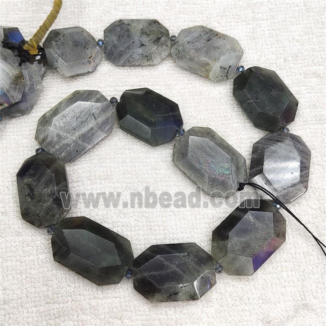 Natural Labradorite Beads Faceted Rectangle
