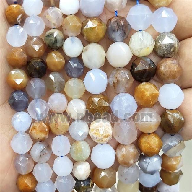 Natural Chalcedony Beads Multicolor Cut Round