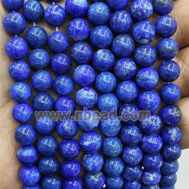 Natural Lapis Lazuli Beads Smooth Round Blue Treated
