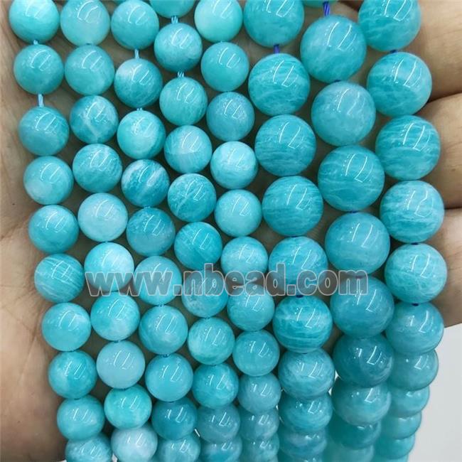 Natural Russian Amazonite Beads Green Smooth Round