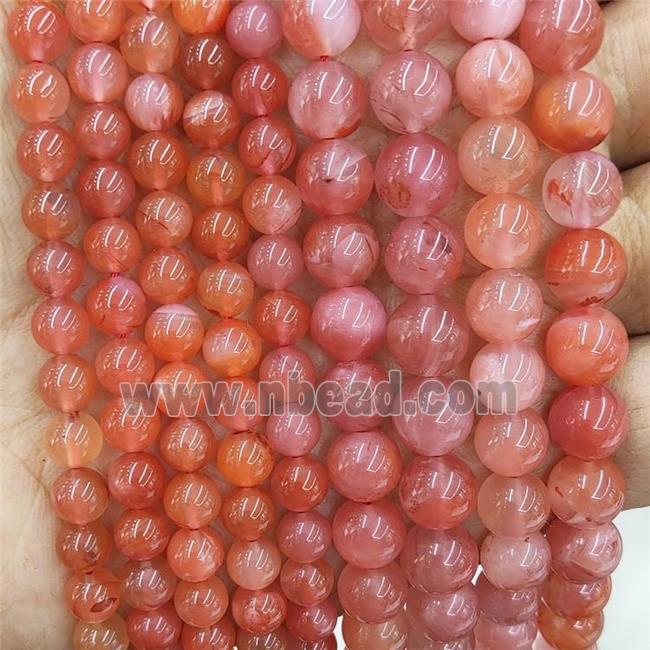 Natural Red Carnelian Agate Beads Smooth Round