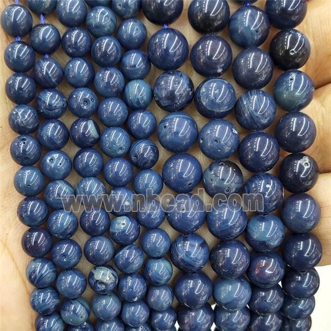 Natural Blue Cyberstone Beads Smooth Round